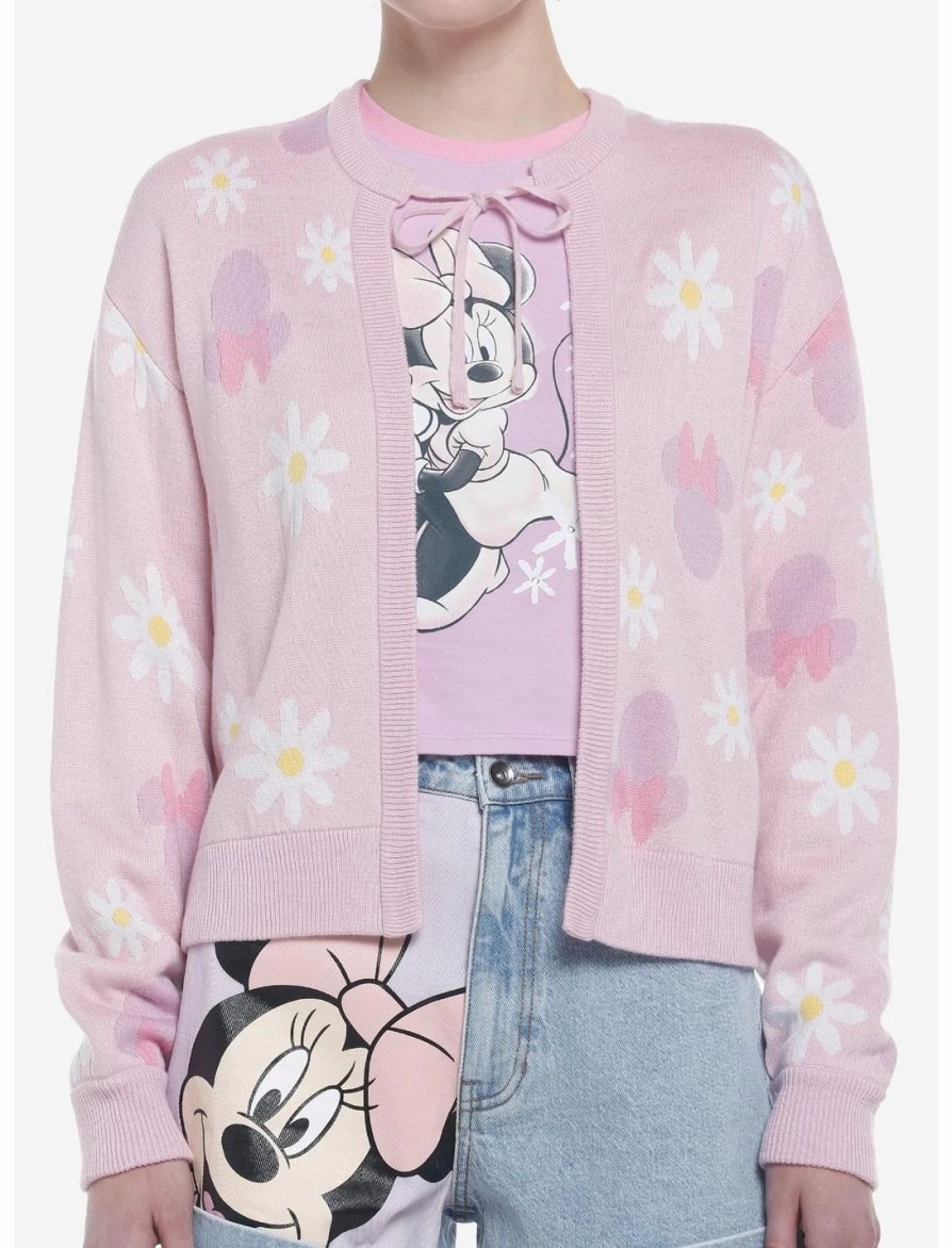 Sweaters And Cardigans * | Hunivers Her Universe Disney Minnie Mouse Y2K Tie-Front Skimmer Cardigan