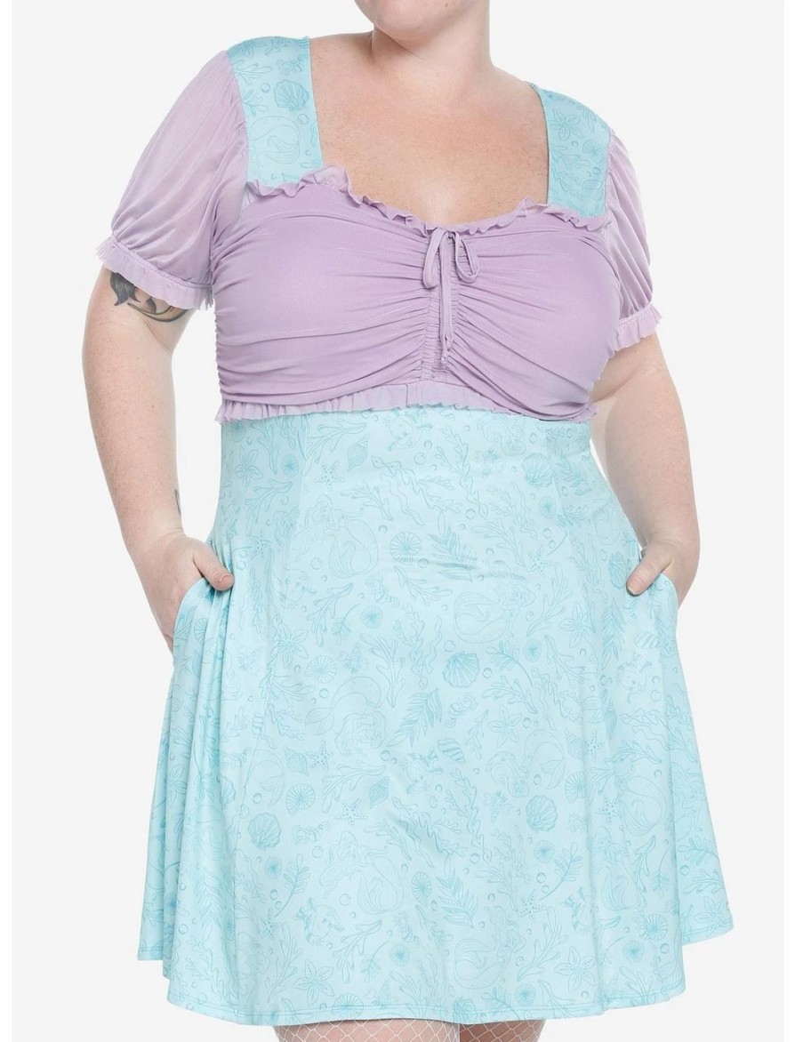 Dresses * | Hunivers Her Universe Disney The Little Mermaid Lace-Up Sweetheart Dress Plus Size