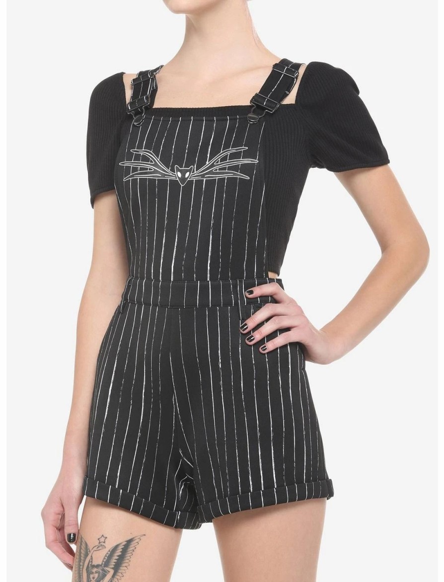 Bottoms * | Hunivers The Nightmare Before Christmas Jack Pinstripe Shortalls