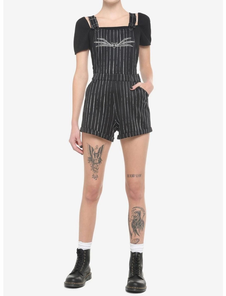 Bottoms * | Hunivers The Nightmare Before Christmas Jack Pinstripe Shortalls