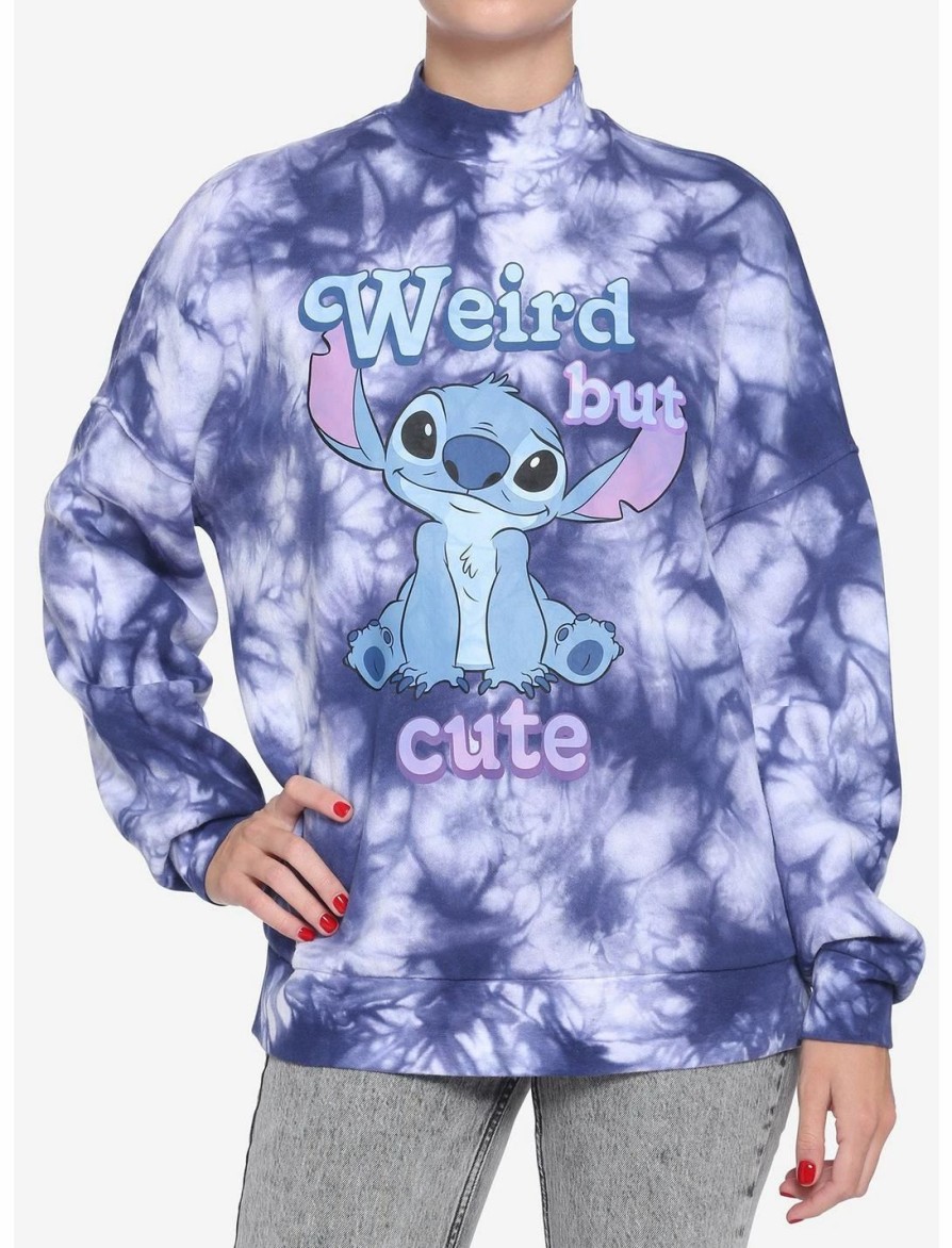 Sweaters And Cardigans * | Hunivers Disney Lilo & Stitch Weird But Cute Wash Mock Neck Sweatshirt