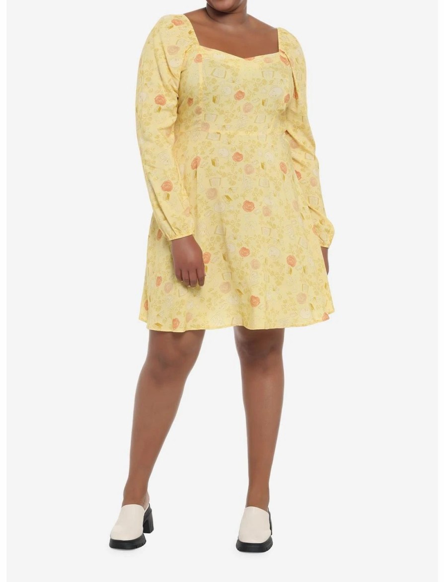 Dresses * | Hunivers Disney Beauty And The Beast Floral Long-Sleeve Dress Plus Size