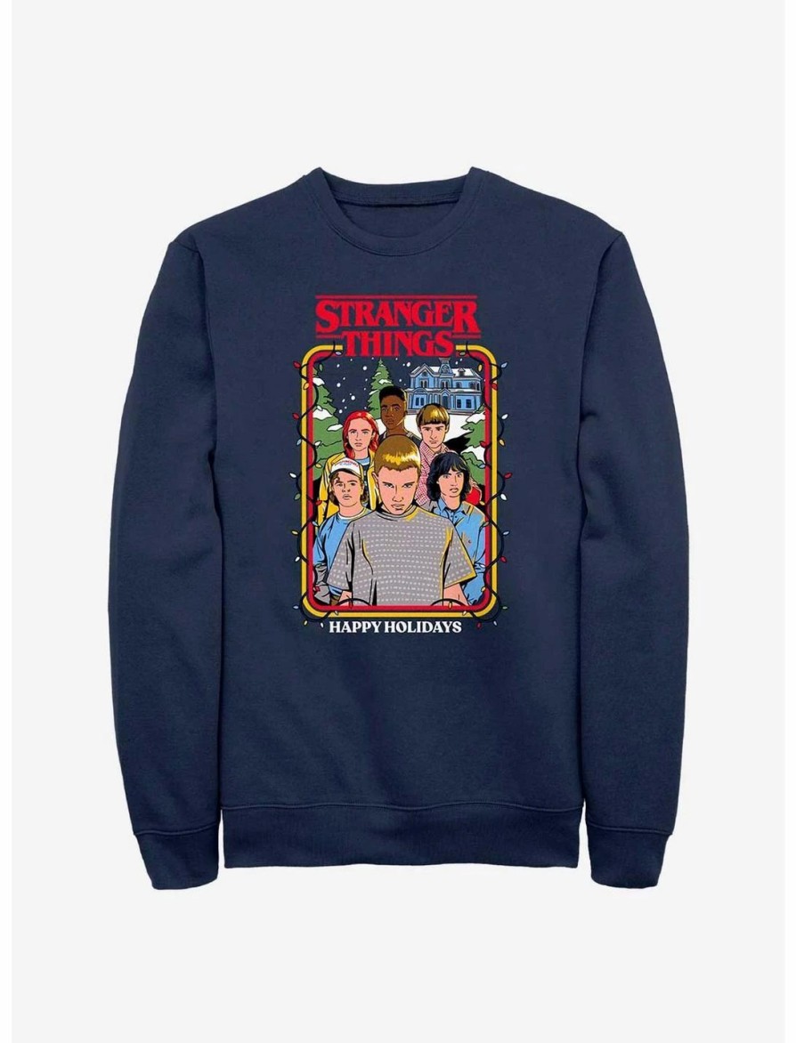 Sweaters And Cardigans * | Null Stranger Things Happy Holidays Group Sweatshirt