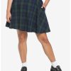 Bottoms * | Hunivers Green & Blue Plaid Skirt With Grommet Belt Plus Size