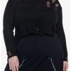 Sweaters And Cardigans * | Null Black Distressed Crop Sweater Plus Size