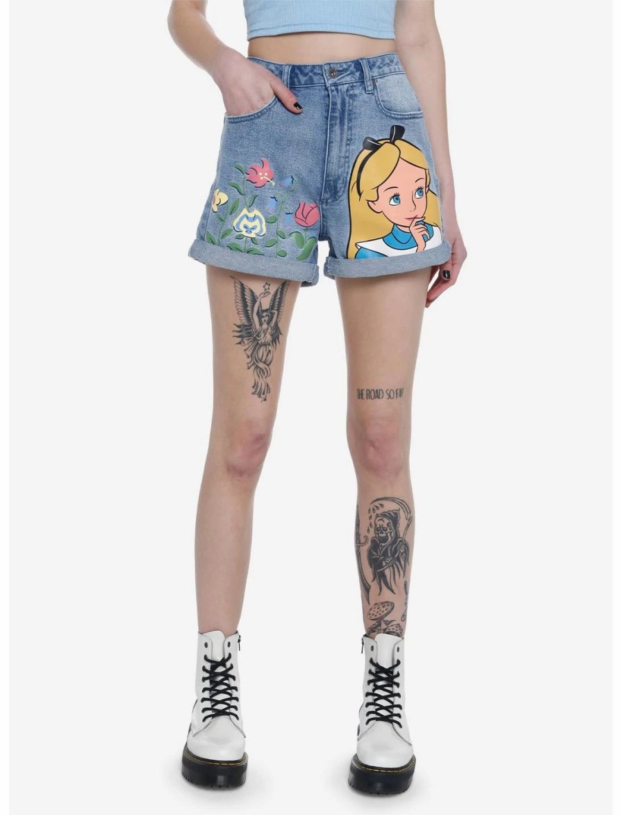 Bottoms * | Hunivers Disney Alice In Wonderland Flowers Mom Shorts