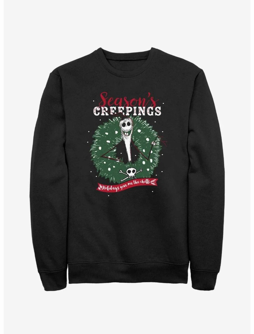 Sweaters And Cardigans * | Null Disney The Nightmare Before Christmas Santa Jack Season'S Creepings Wreath Sweatshirt