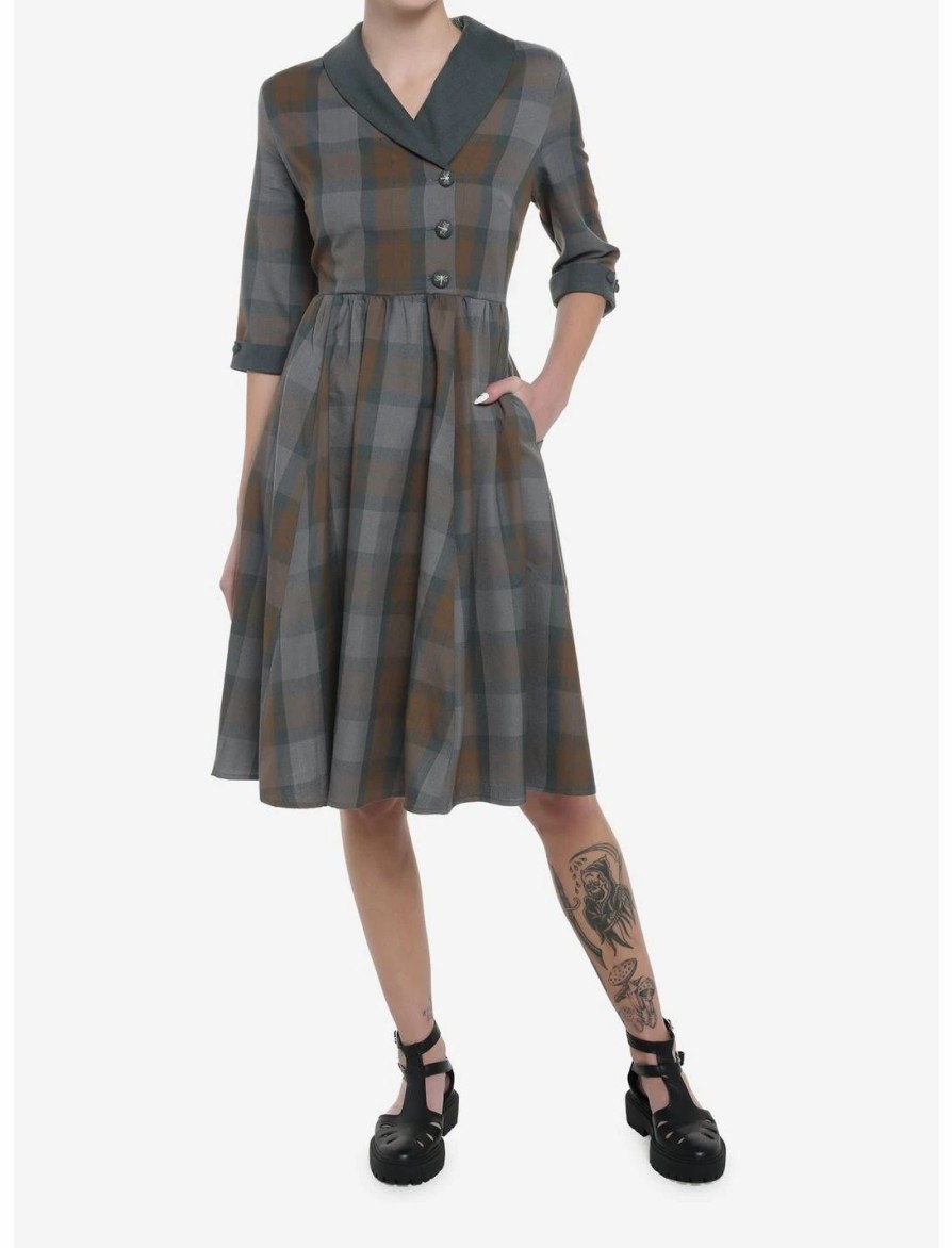 Dresses * | Hunivers Her Universe Outlander Tartan Plaid Swing Dress