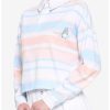 Long Sleeves * | Hunivers Her Universe Studio Ghibli My Neighbor Totoro Pastel Stripe Crop Long-Sleeve Polo Shirt