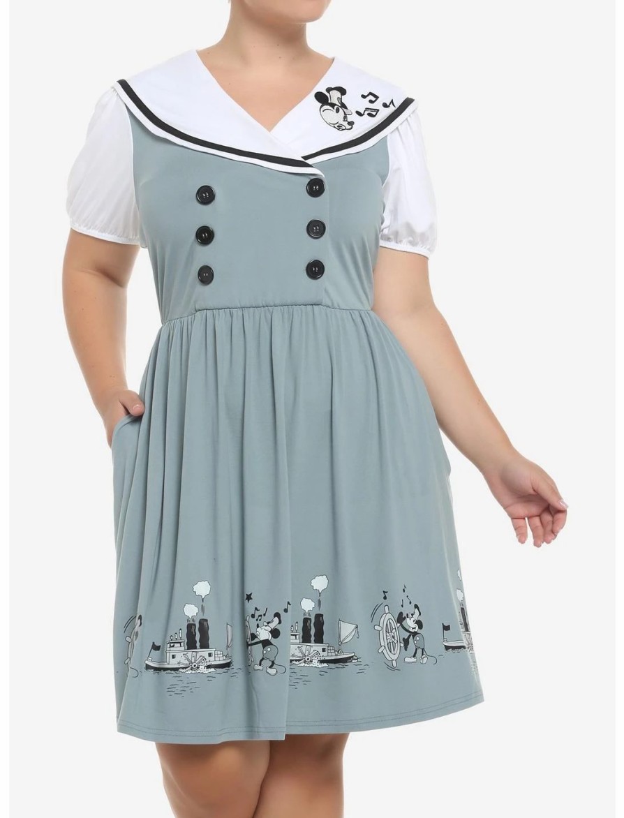 Dresses * | Hunivers Disney Steamboat Willie Sailor Dress Plus Size