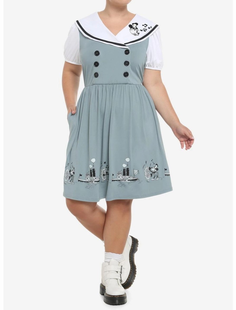 Dresses * | Hunivers Disney Steamboat Willie Sailor Dress Plus Size