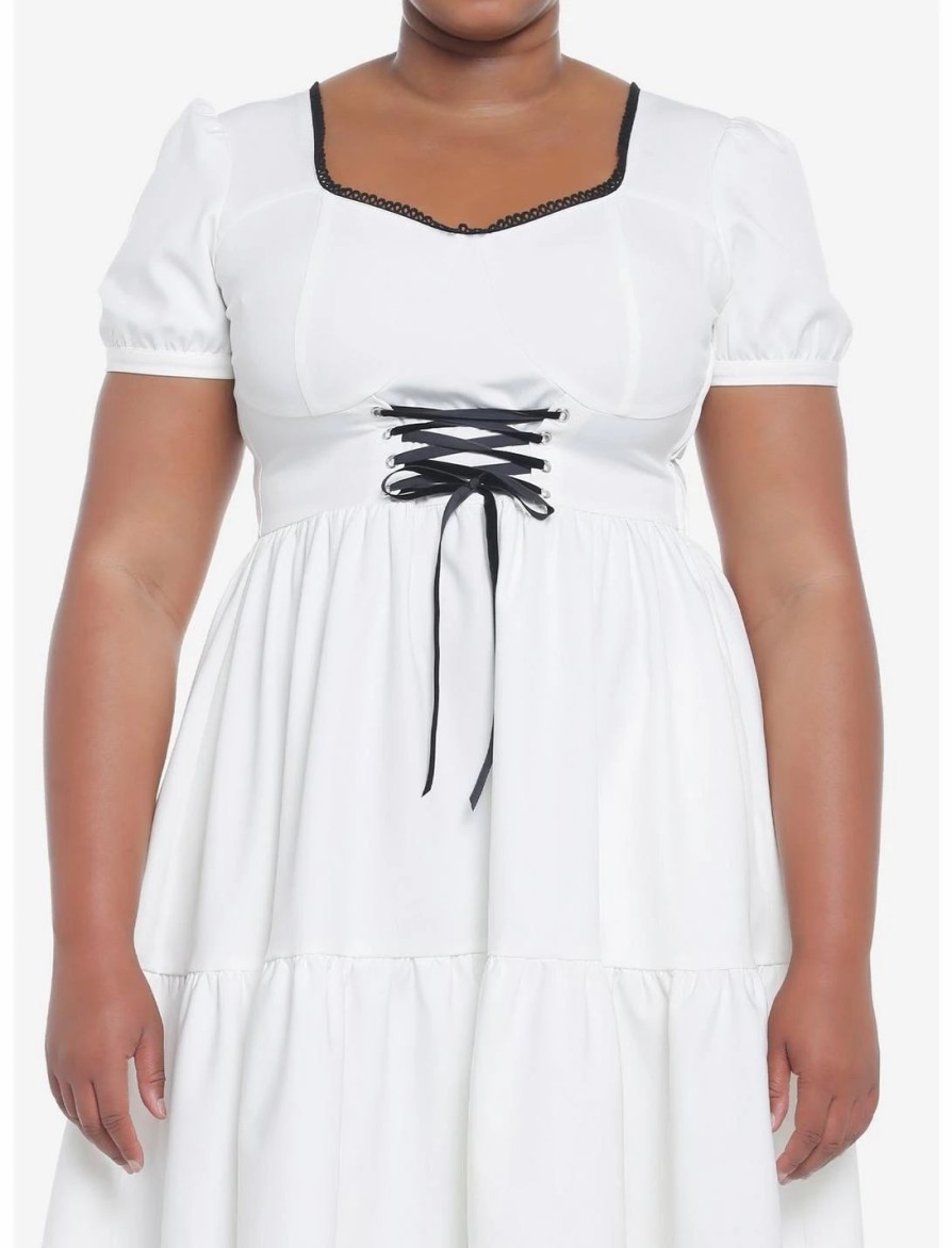 Dresses * | Null Ivory Corset Tiered Dress Plus Size