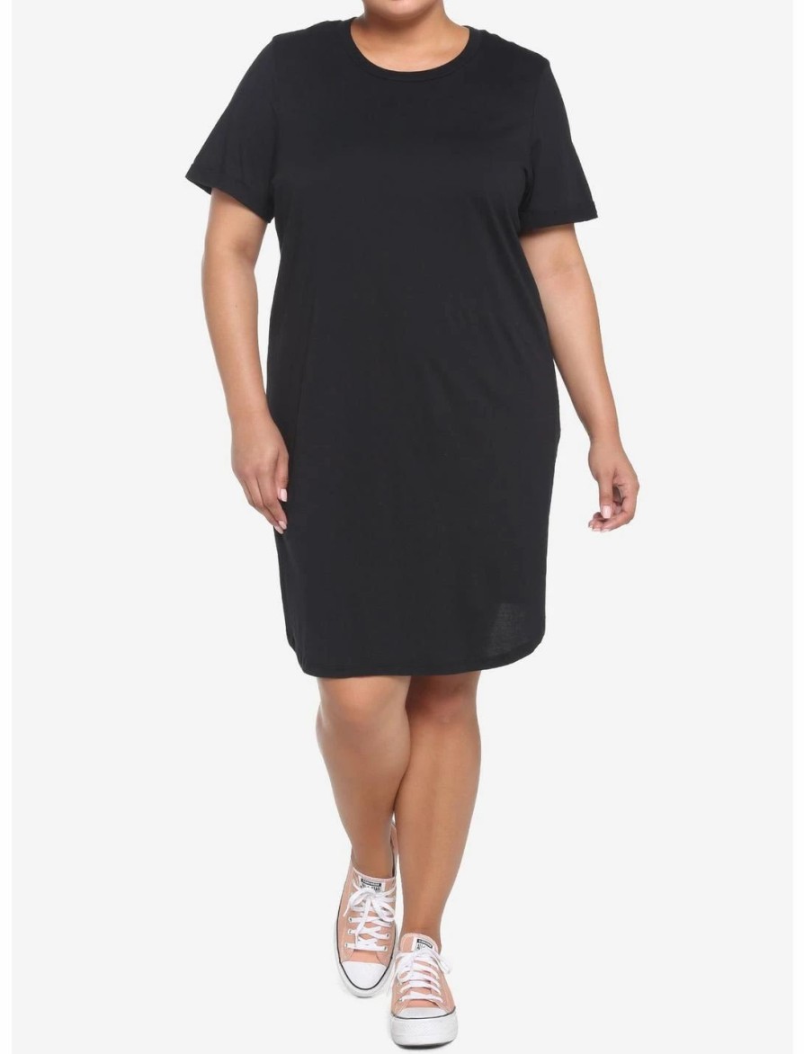 Dresses * | Hunivers Black T-Shirt Dress Plus Size