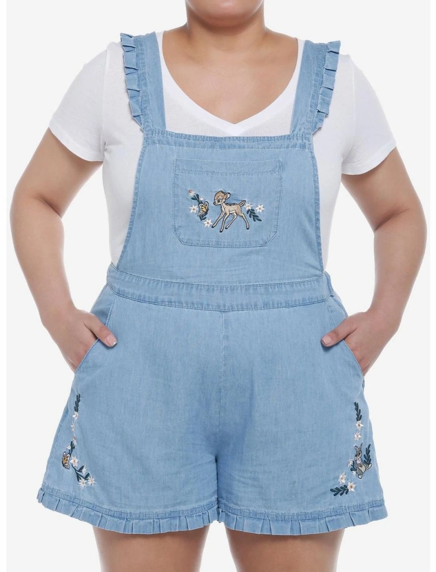 Bottoms * | Hunivers Disney Bambi Ruffle Denim Shortalls Plus Size