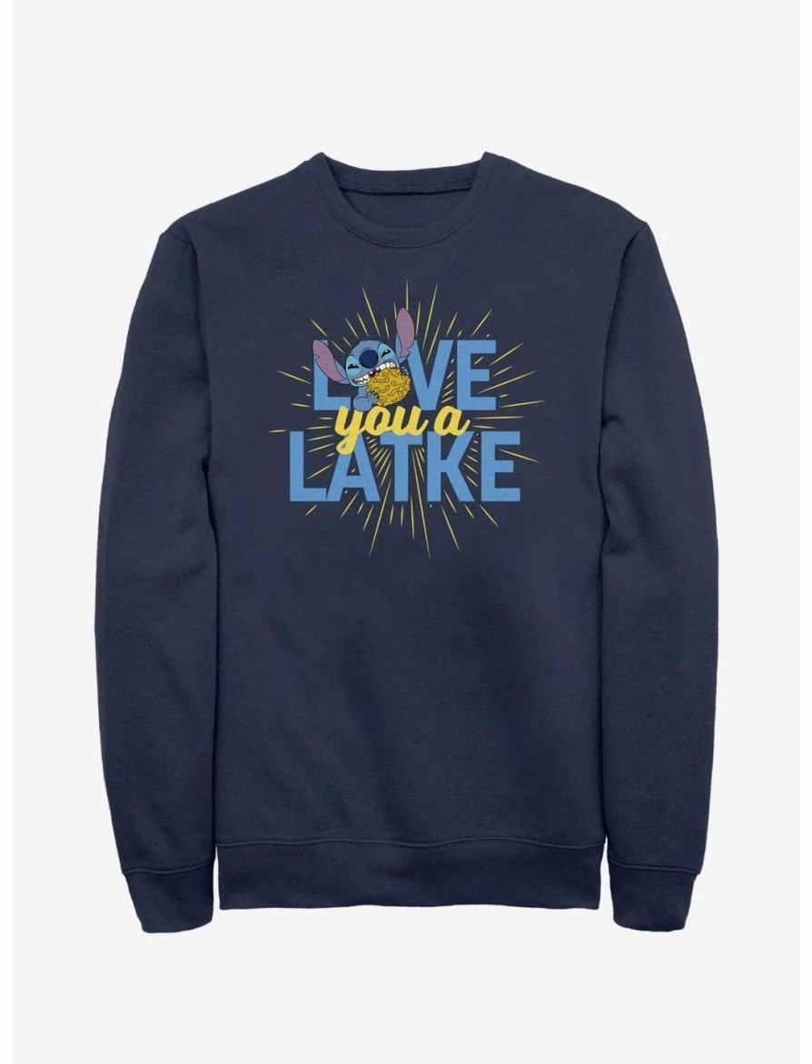 Sweaters And Cardigans * | Null Disney Lilo & Stitch Hanukkah Love You A Latke Sweatshirt