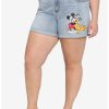 Bottoms * | Hunivers Disney Mickey Mouse & Pluto Mom Shorts Plus Size