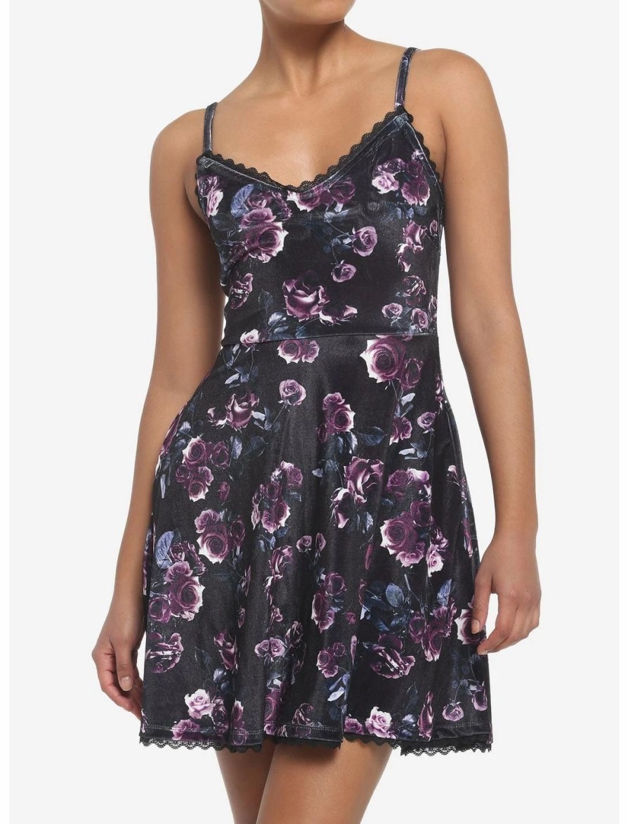 Dresses * | Hunivers Dark Rose Velvet Cami Dress