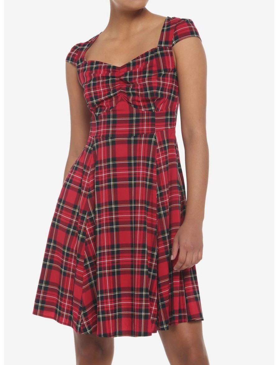 Dresses * | Hunivers Red Plaid Retro Sweetheart Dress