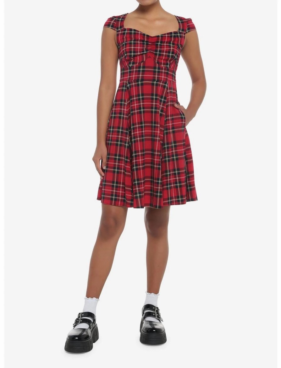 Dresses * | Hunivers Red Plaid Retro Sweetheart Dress