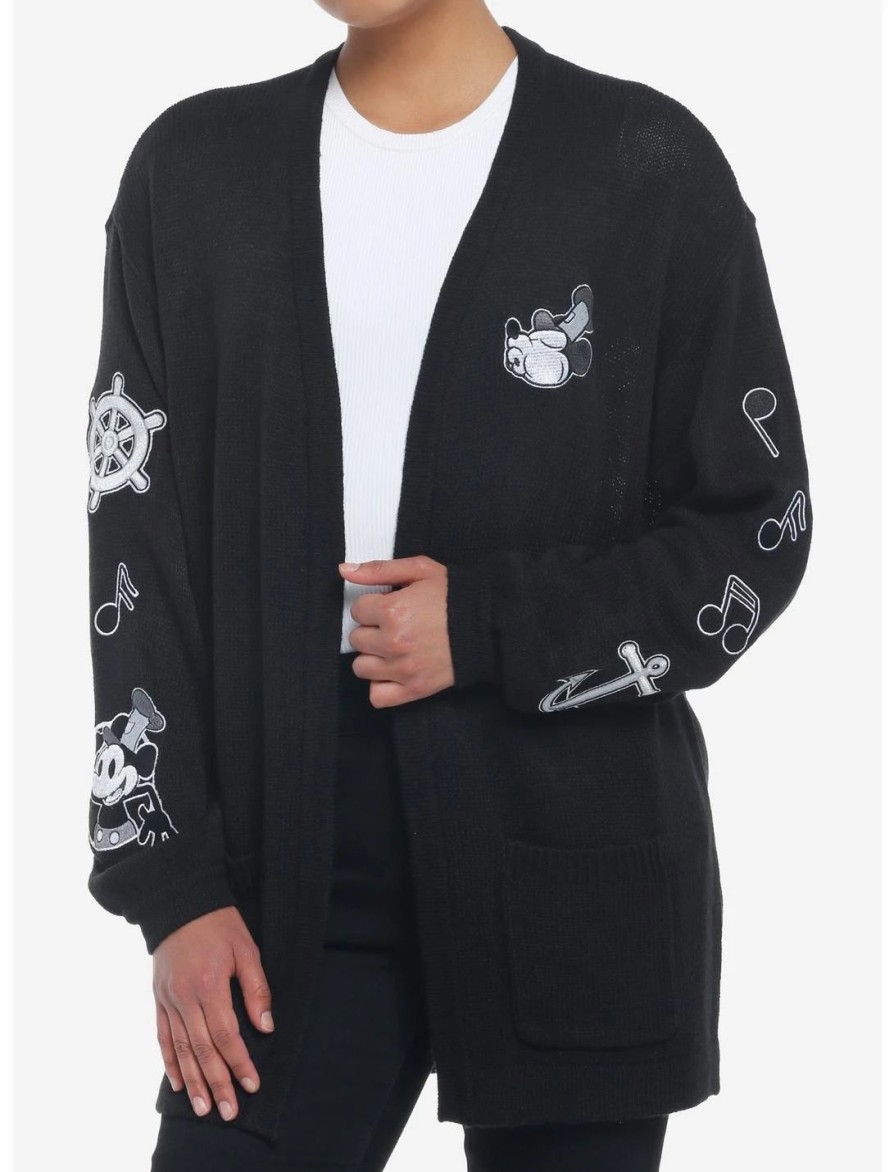 Sweaters And Cardigans * | Hunivers Disney Steamboat Willie Icons Open Cardigan