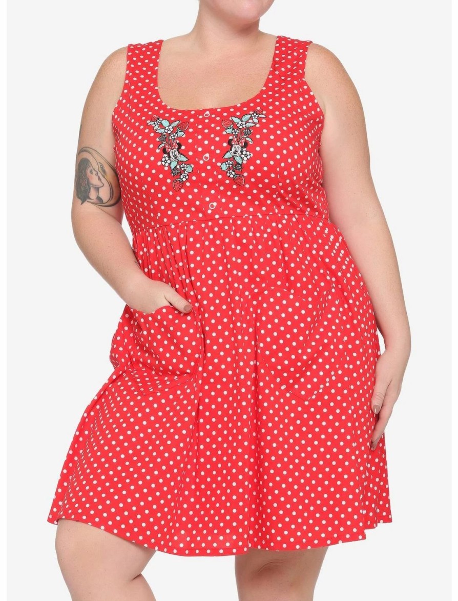 Dresses * | Hunivers Her Universe Disney Minnie Mouse Polka Dots Babydoll Dress Plus Size