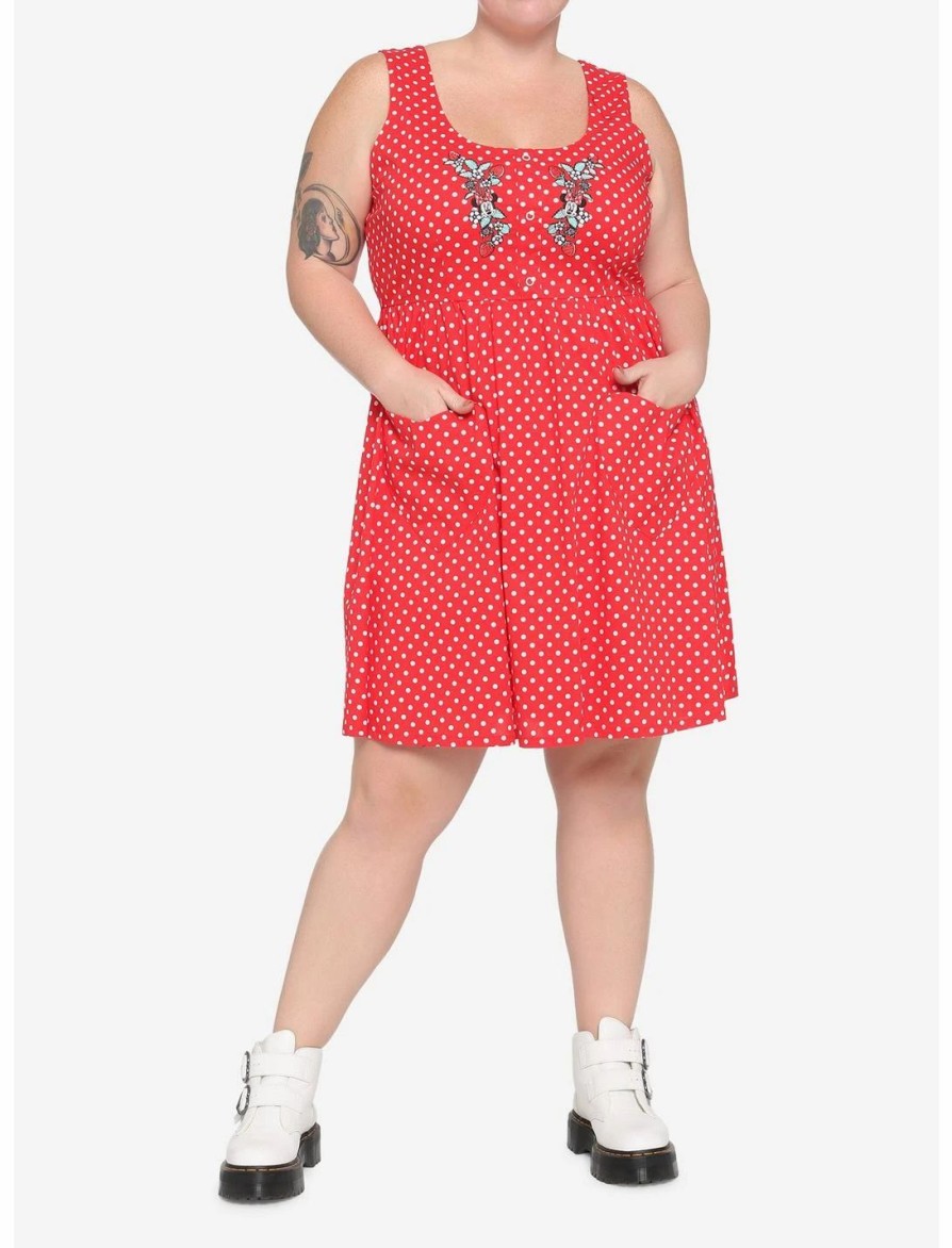 Dresses * | Hunivers Her Universe Disney Minnie Mouse Polka Dots Babydoll Dress Plus Size