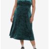 Dresses * | Hunivers Green Velvet Midi Slip Dress Plus Size