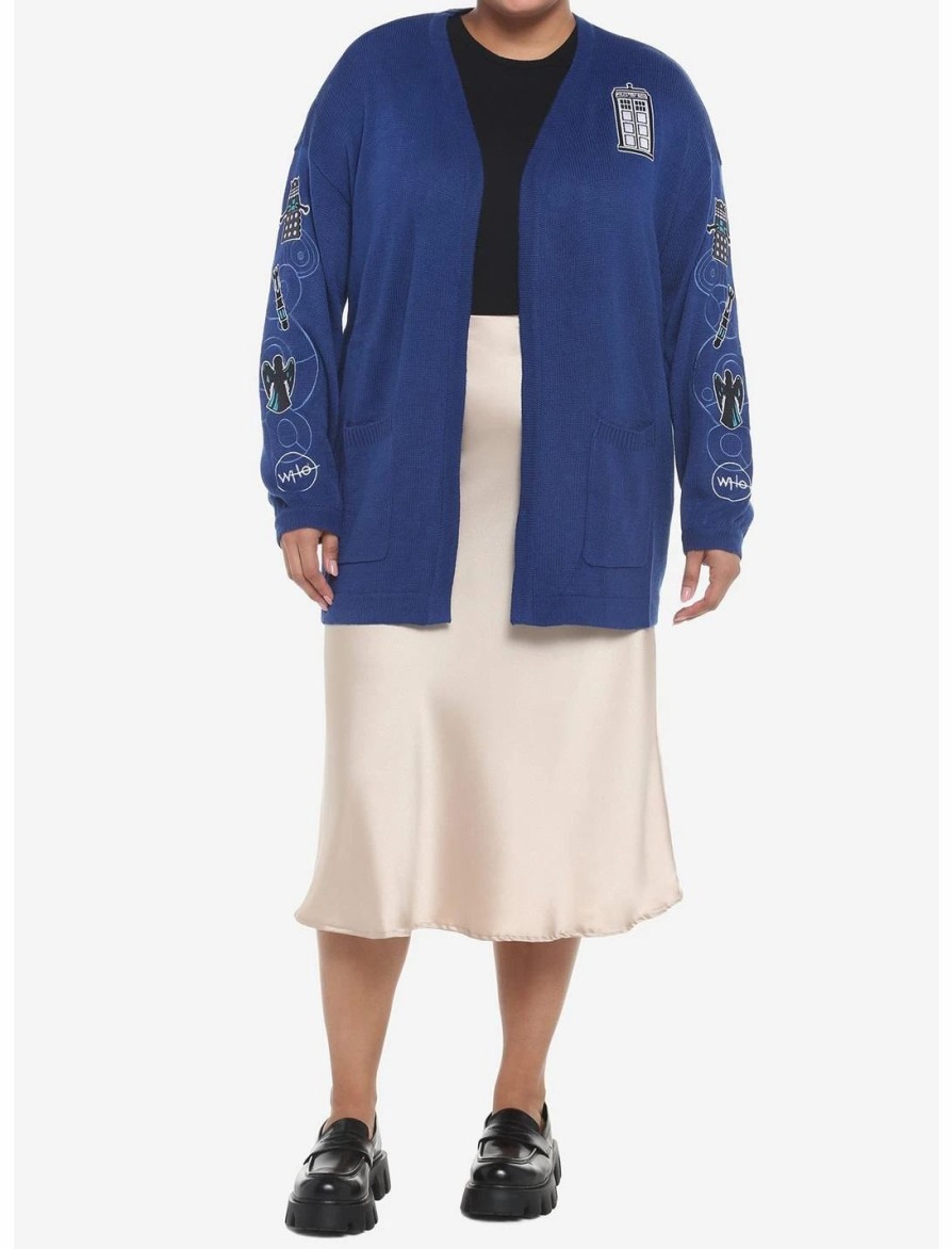 Sweaters And Cardigans * | Hunivers Her Universe Doctor Who Icon Embroidered Open Cardigan Plus Size