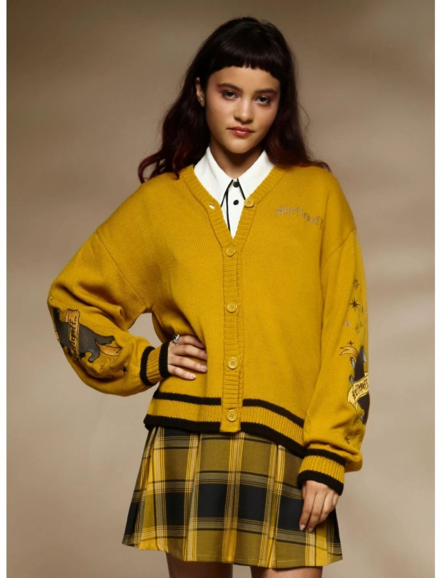 Sweaters And Cardigans * | Hunivers Harry Potter Hufflepuff Skimmer Cardigan