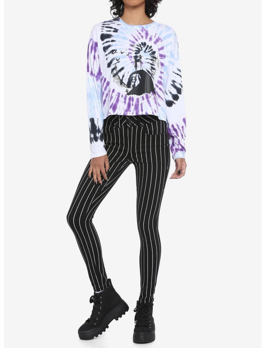 Long Sleeves * | Hunivers The Nightmare Before Christmas Spiral Hill Tie-Dye Crop Long-Sleeve T-Shirt