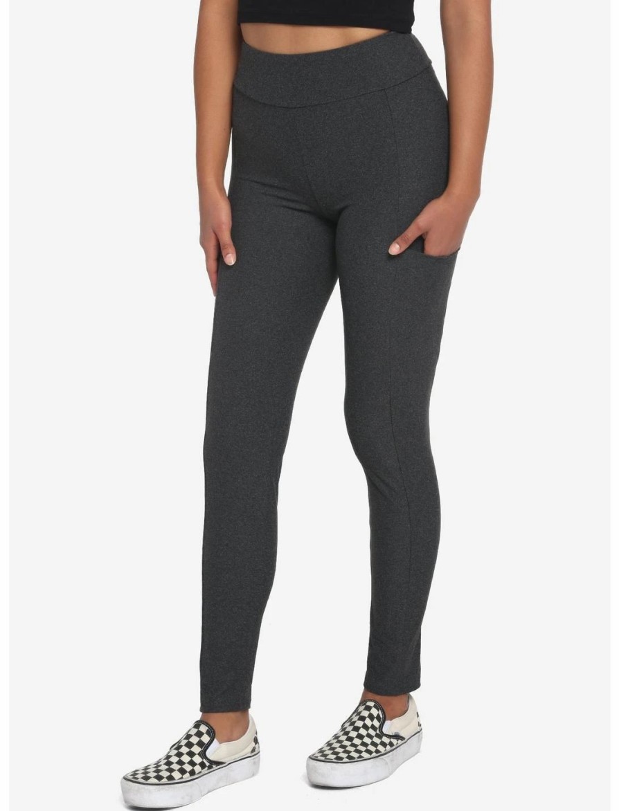 Bottoms * | Hunivers Charcoal Grey Leggings With Pocket