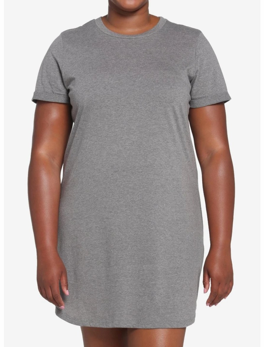 Dresses * | Hunivers Heather Grey T-Shirt Dress Plus Size