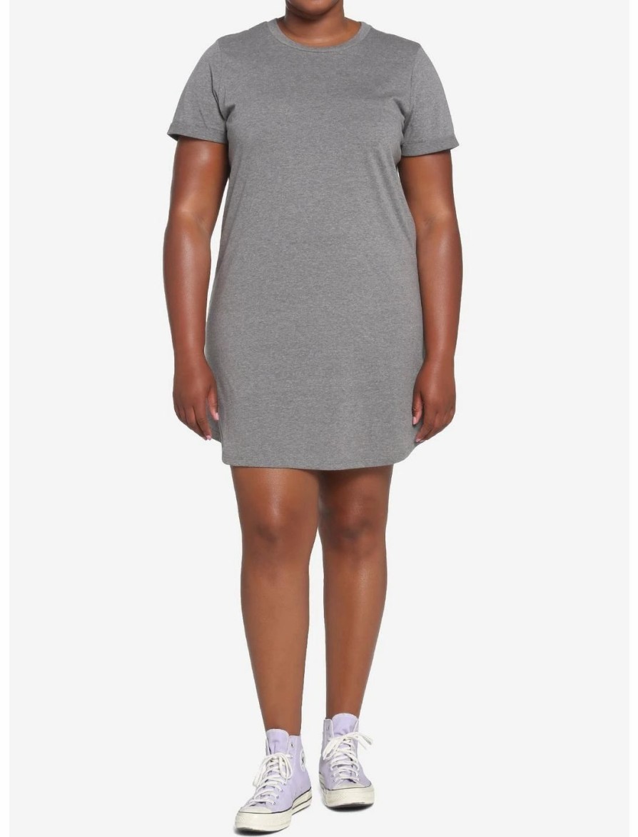 Dresses * | Hunivers Heather Grey T-Shirt Dress Plus Size