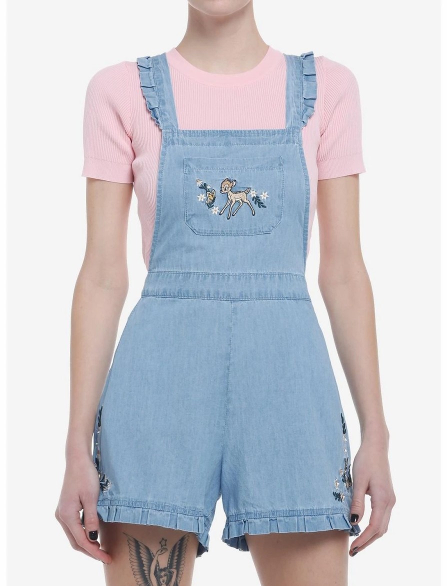 Bottoms * | Hunivers Her Universe Disney Bambi Ruffle Denim Shortalls