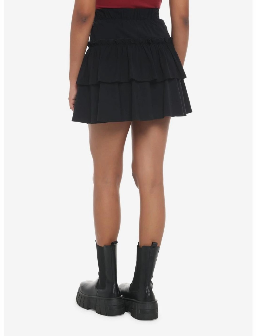 Dresses * | Null Black Ruffles Tiered Mini Skirt