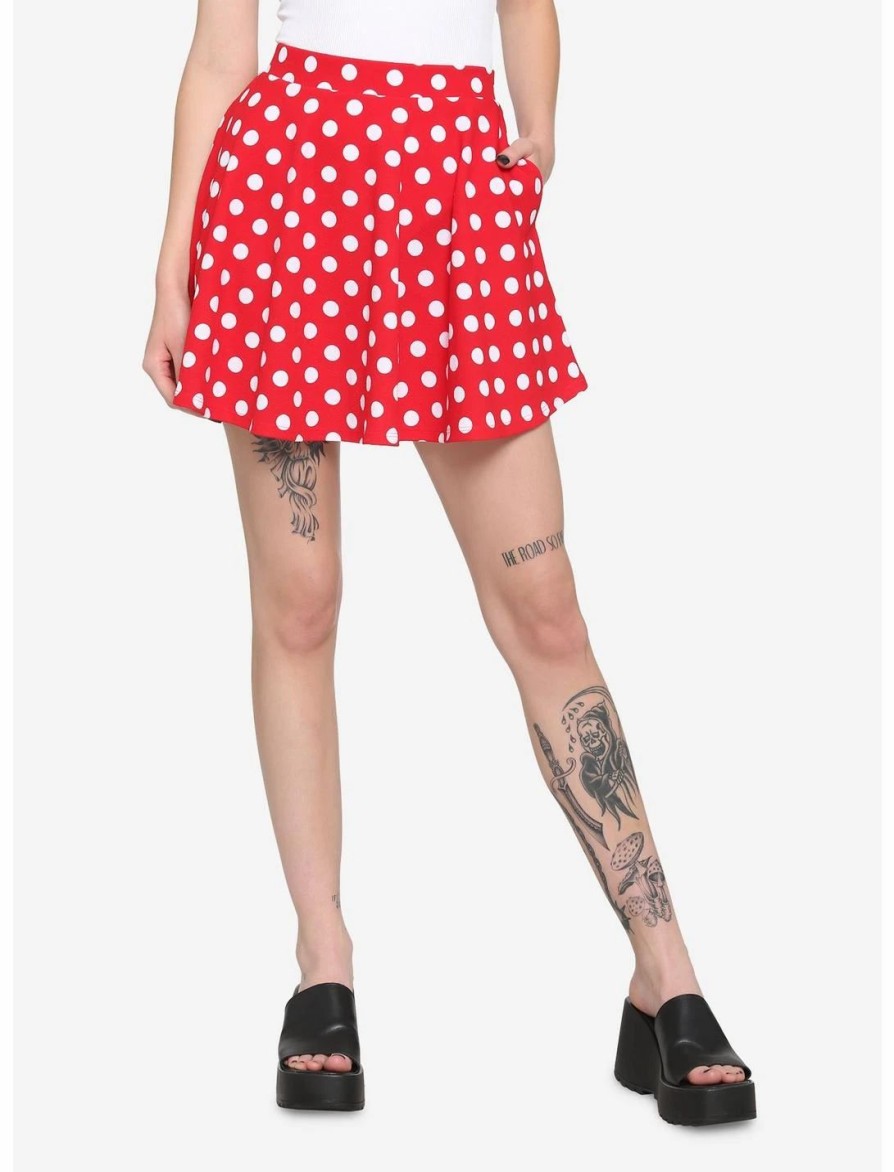 Bottoms * | Hunivers Red & White Polka Dot Skirt