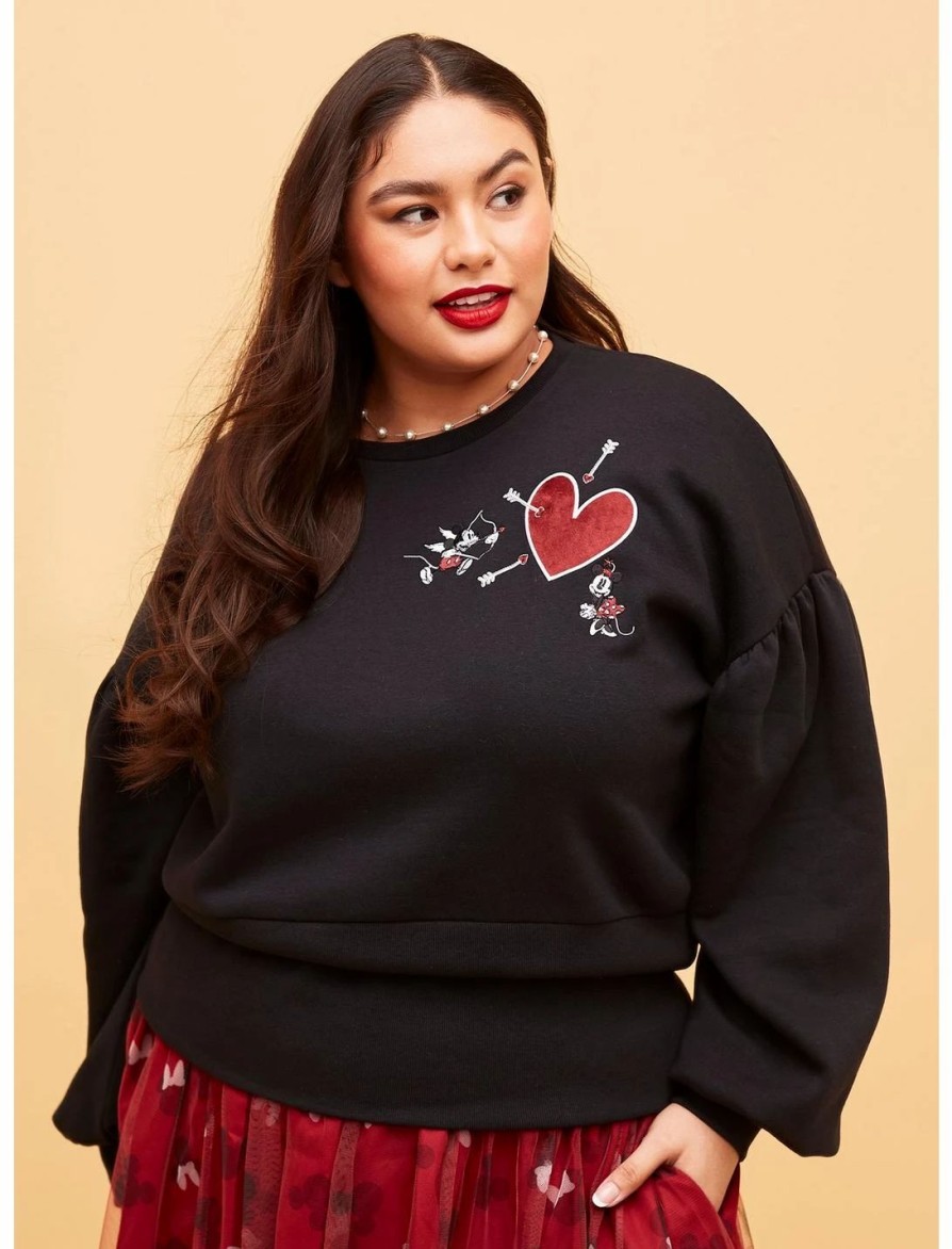 Sweaters And Cardigans * | Hunivers Her Universe Disney Mickey Mouse & Minnie Mouse Balloon Sleeve Sweater Plus Size