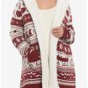 Sweaters And Cardigans * | Hunivers Harry Potter Fair Isle Sherpa Open Cardigan Sweater Plus Size