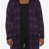 Sweaters And Cardigans * | Hunivers Purple & Black Plaid Oversized Cardigan Plus Size