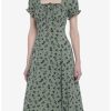 Dresses * | Null Green Butterfly Mushroom Empire Midi Dress