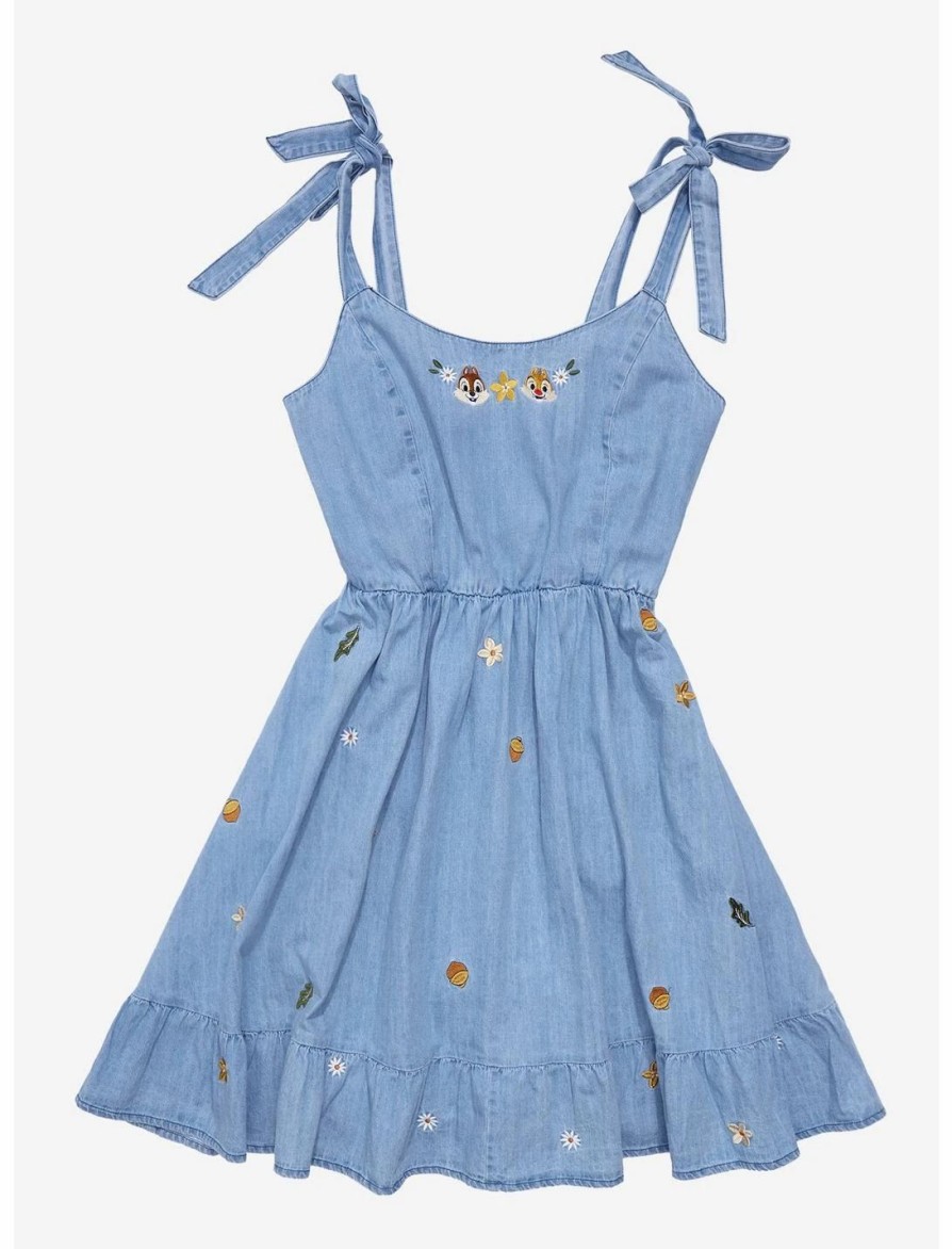 Dresses * | Hunivers Her Universe Disney Chip 'N' Dale Chambray Tie Strap Dress