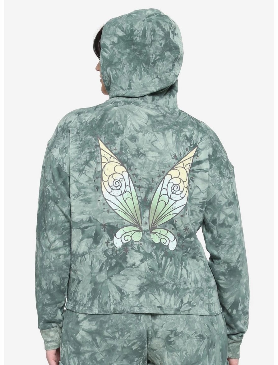 Hoodies And Sweatshirts * | Hunivers Her Universe Disney Tinker Bell Wings Tie-Dye Crop Hoodie Plus Size