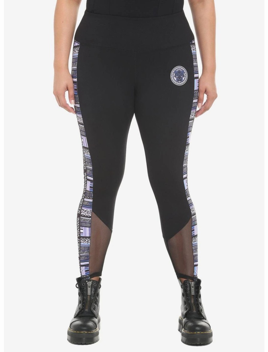 Bottoms * | Hunivers Her Universe Marvel Black Panther: Wakanda Forever Geometric Stripe Leggings Plus Size