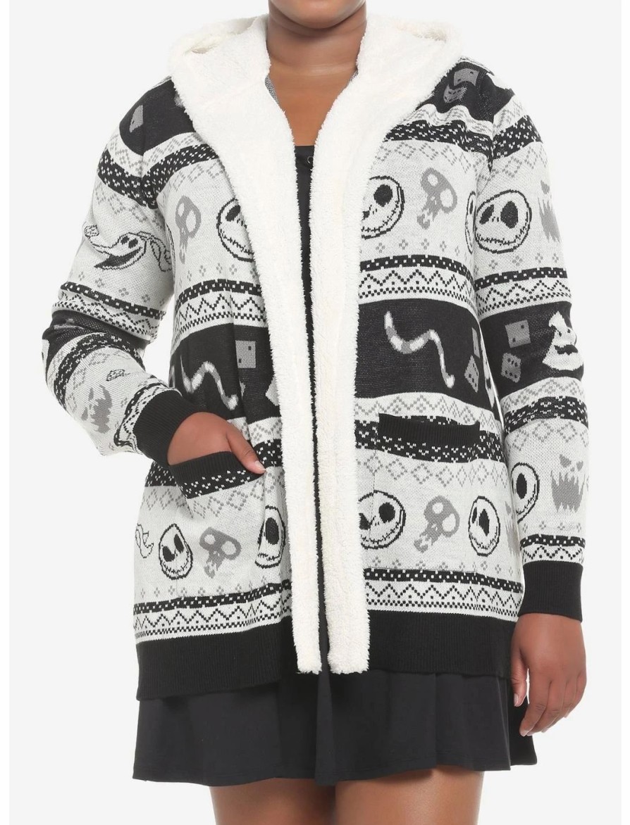 Sweaters And Cardigans * | Hunivers The Nightmare Before Christmas Fair Isle Sherpa Cardigan Plus Size