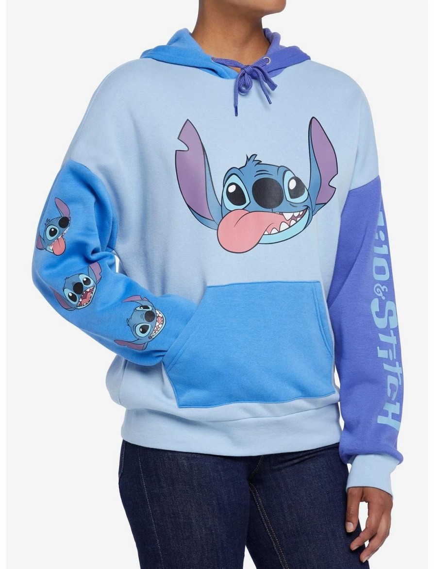 Hoodies And Sweatshirts * | Hunivers Disney Lilo & Stitch Color-Block Hoodie