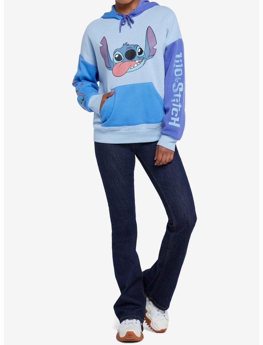 Hoodies And Sweatshirts * | Hunivers Disney Lilo & Stitch Color-Block Hoodie