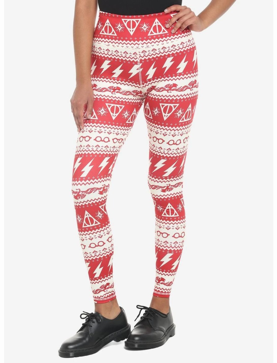 Bottoms * | Hunivers Harry Potter Icon Holiday Fair Isle Leggings