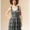 Dresses * | Hunivers Outlander Lace-Up Tartan Plaid Dress