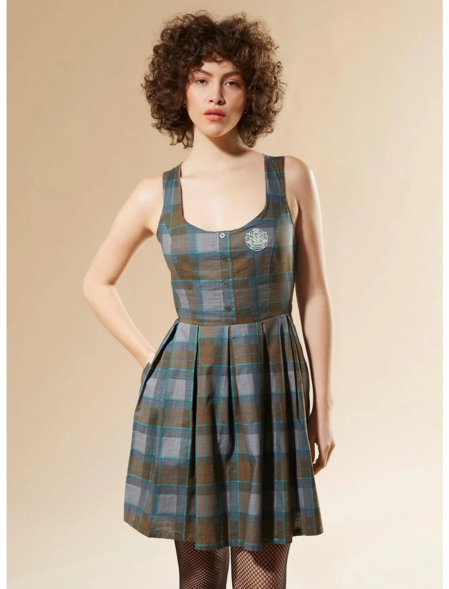 Dresses * | Hunivers Outlander Lace-Up Tartan Plaid Dress