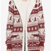 Sweaters And Cardigans * | Hunivers Harry Potter Fair Isle Sherpa Open Cardigan Sweater